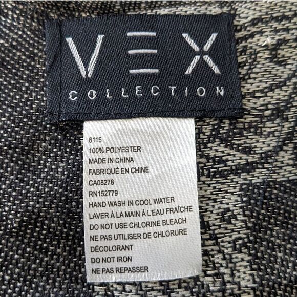 $5 Item! Melanie Lyne Vex Collection Blue Black Gold Huge Paisley Fringe Scarf - Picture 10 of 10